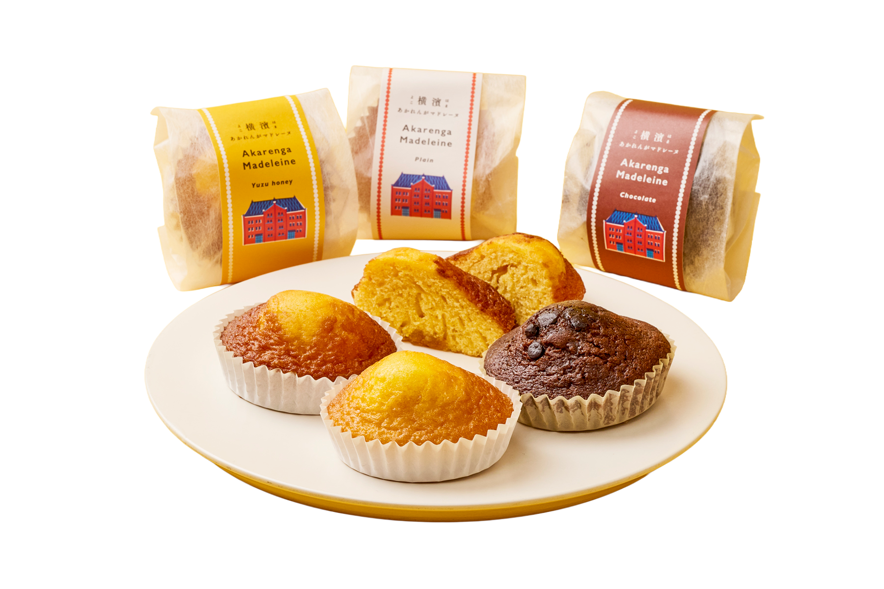 あかれんがマドレーヌ （プレーン・チョコ・ゆずはちみつ）