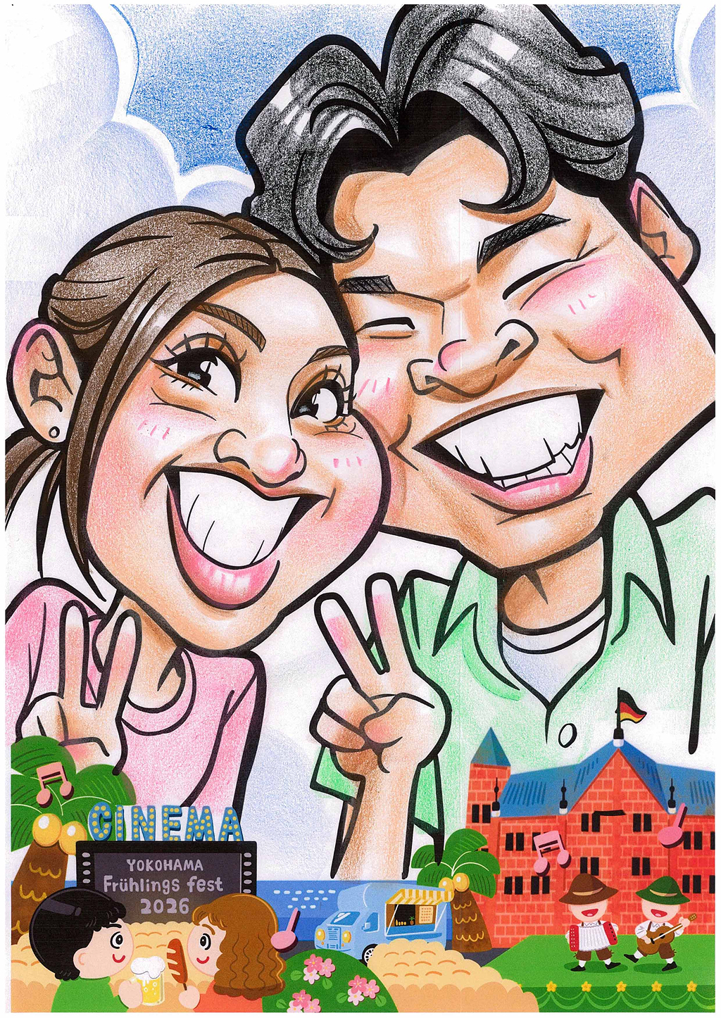似顔絵 ヨコハマフリューリングスフェスト 期間限定背景