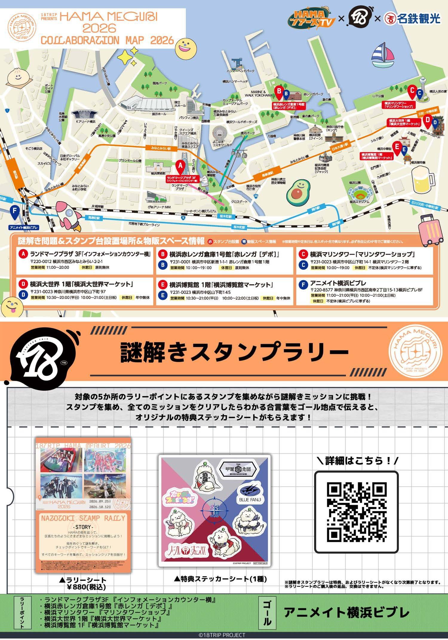 謎解き問題＆スタンプ台設置場所＆物販スペース