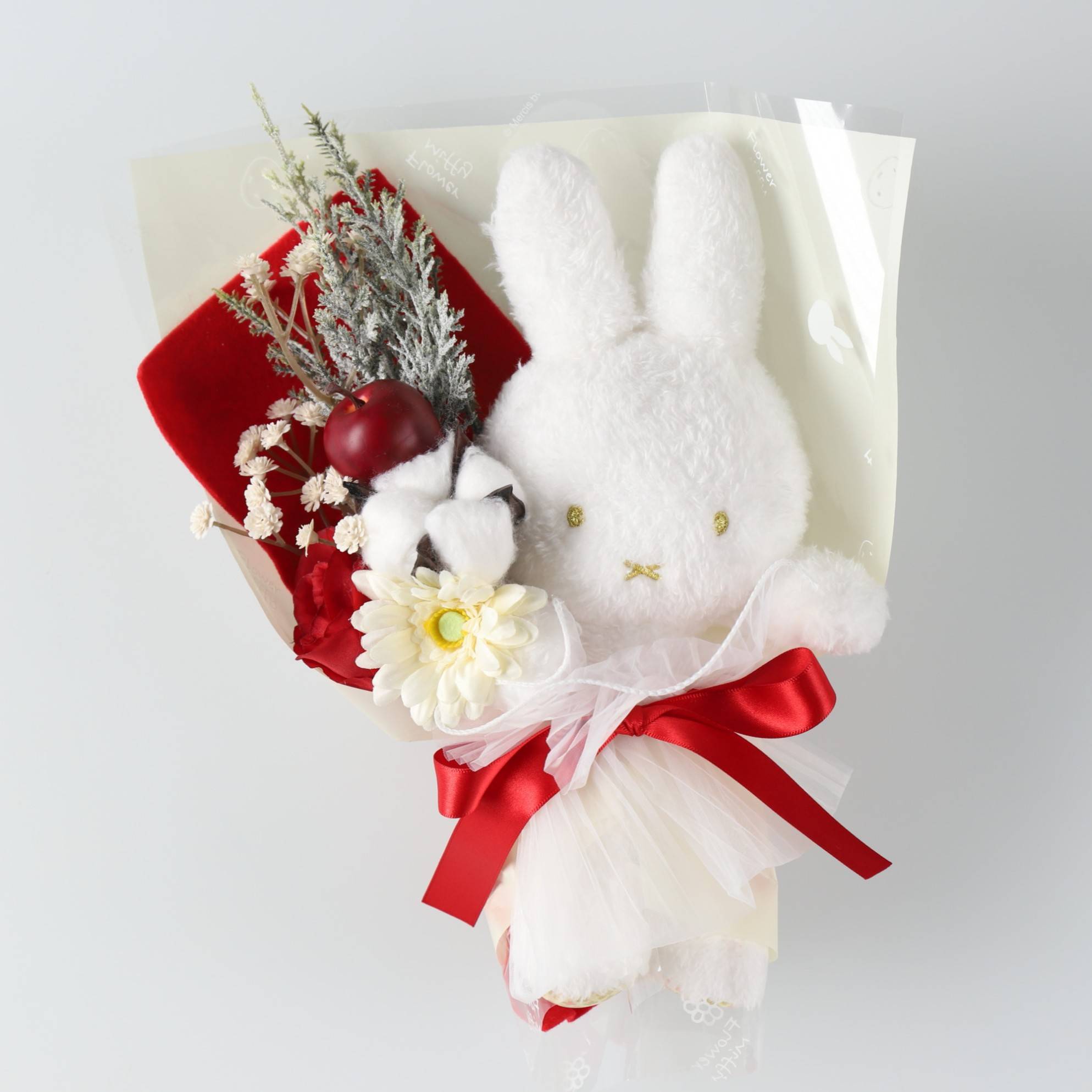 ほわほわぬいぐるみブーケ　冬りんご
