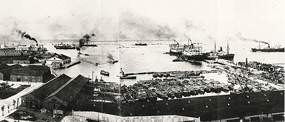 Yokohama Bay after earthquake reconstruction (Museum of Yokohama Urban History collection)